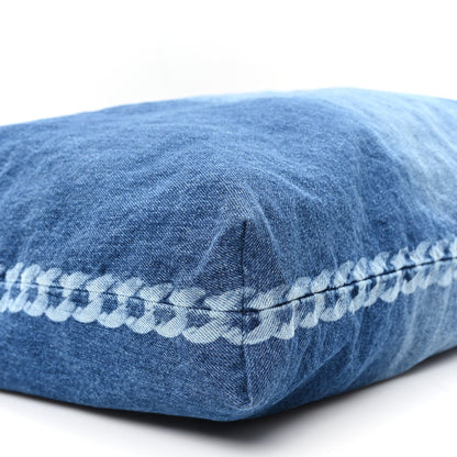 Denim Printed Shopping Bag Blue