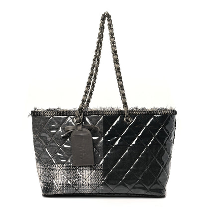Vinyl Funny Tweed Patchwork Tote Grey