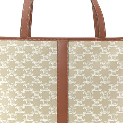 Triomphe Canvas Calfskin Medium Cabas Bag Grege