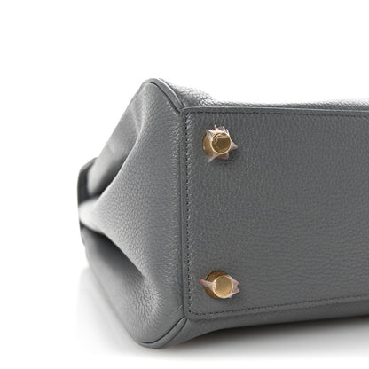 Grained Calfskin Medium 16 Top Handle Bag Grey