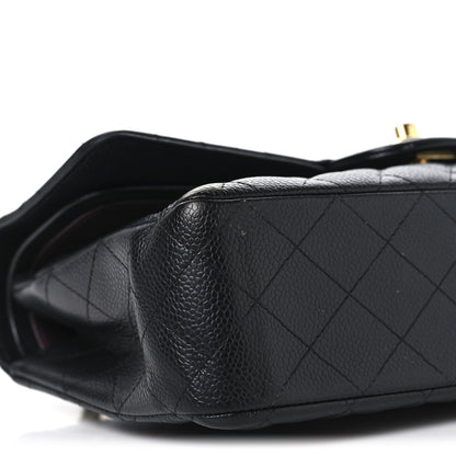 Caviar Quilted Medium Double Flap Black