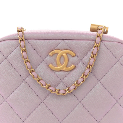 Iridescent Caviar Quilted Mini My Perfect Camera Case Pink