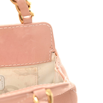 Lambskin Quilted Mini Evening Bag Pink
