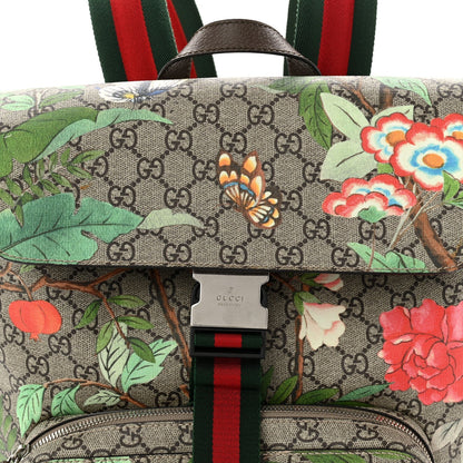 GG Supreme Monogram Tian Web Single Buckle Backpack Beige Multicolor New Acero