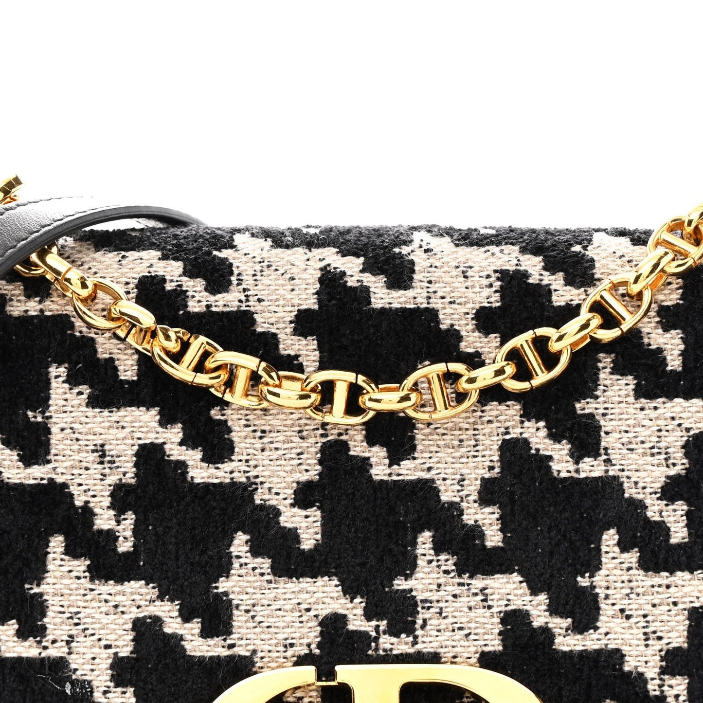 Tweed Houndstooth Medium Caro Bag Black Beige