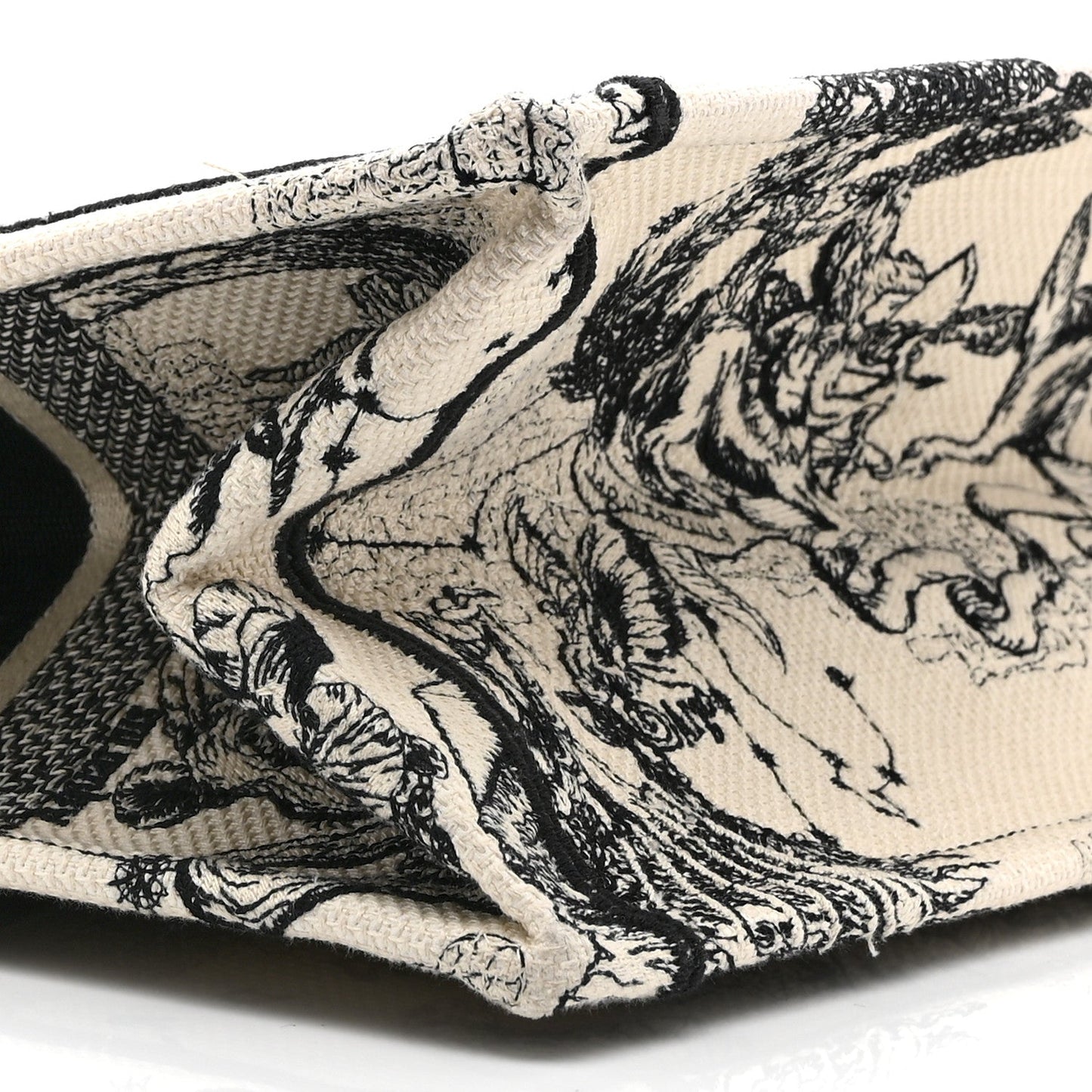Canvas Zodiac Toile De Jouy Embroidered Medium Book Tote Latte