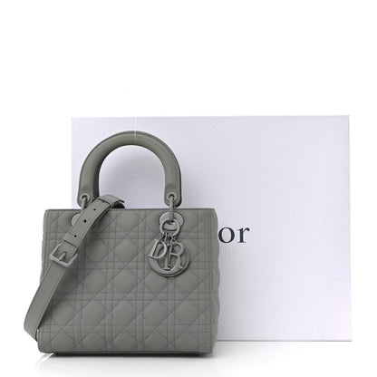 Ultra Matte Calfskin Cannage Medium Lady Dior Grey Stone