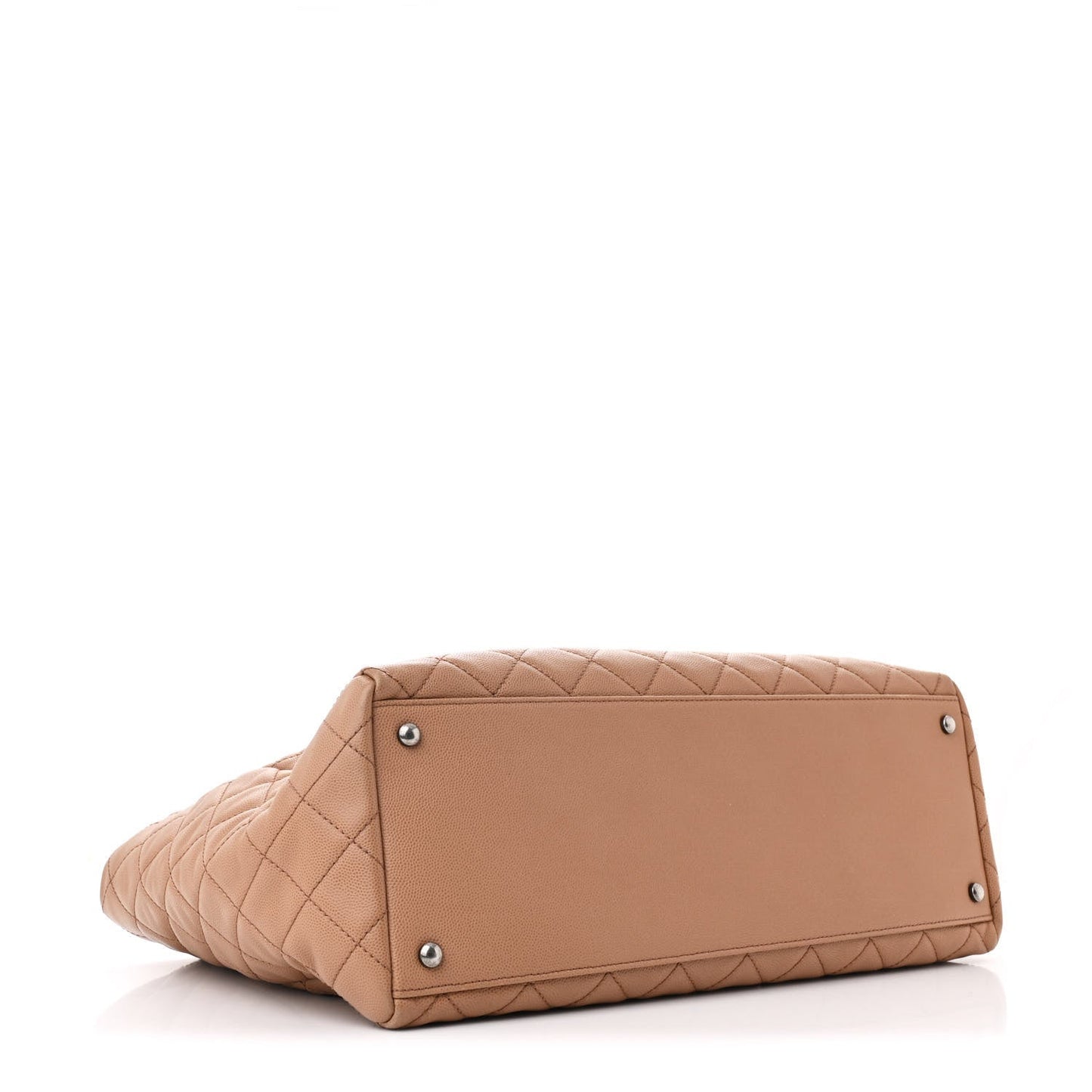 Caviar Quilted Large Coco Handle Shopping Tote Beige