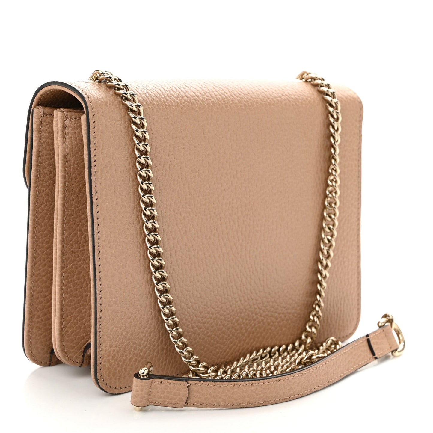 Dollar Calfskin Small Interlocking G Shoulder Bag Camelia