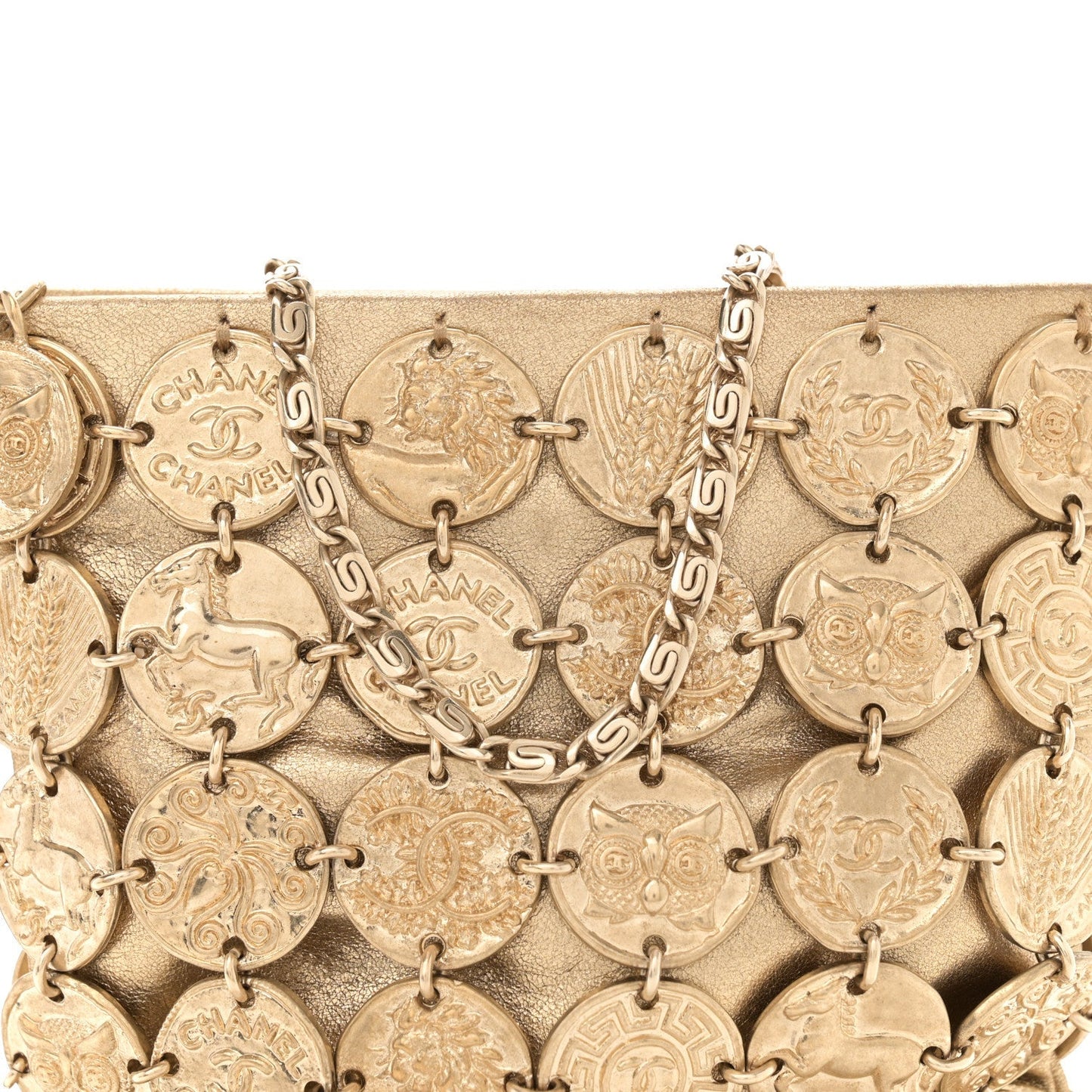 Metallic Calfskin Medallion Shoulder Bag Gold