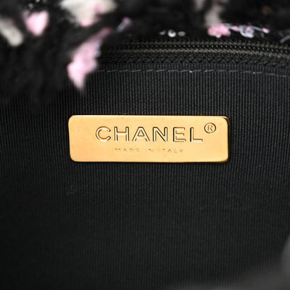 Tweed Sequin Quilted Medium Chanel 19 Flap Black Multicolor