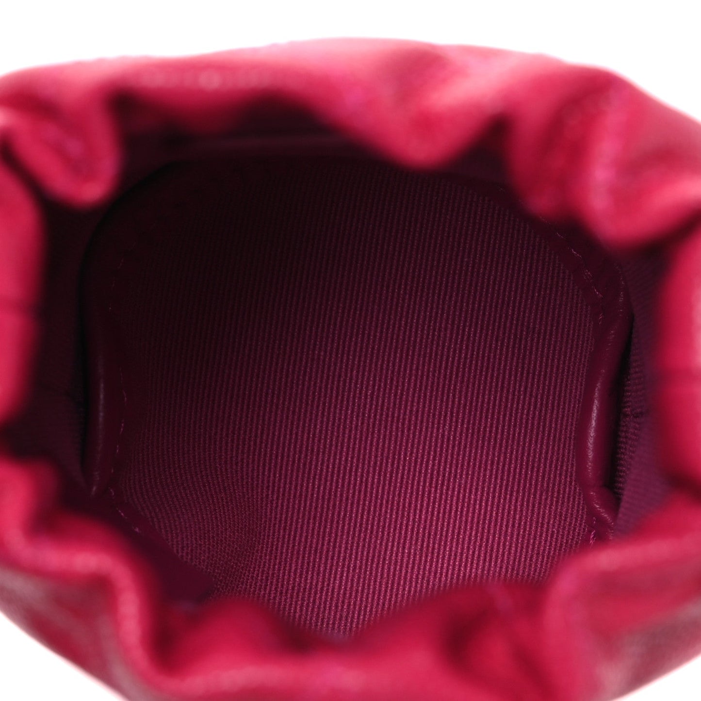 Caviar Quilted Twist Your Buttons Mini Bucket Bag Fuchsia