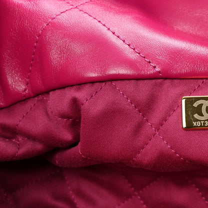 Shiny Calfskin Quilted Small Chanel 22 Fuchsia