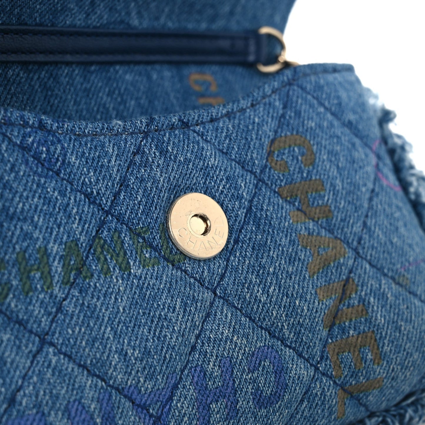 Denim Quilted Denim Mood Clutch With Chain Blue Multicolor