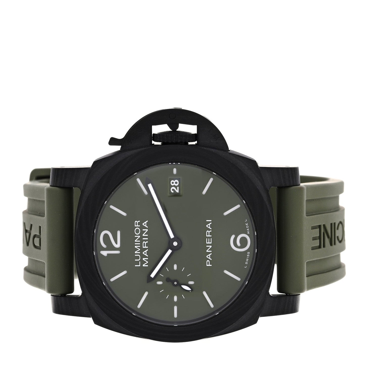 Carbon Rubber 40mm Luminor Quaranta Carbotech Automatic Watch Green PAM01526