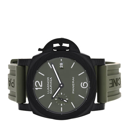Carbon Rubber 40mm Luminor Quaranta Carbotech Automatic Watch Green PAM01526