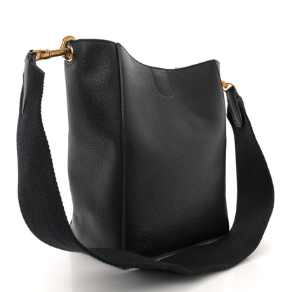 Soft Grained Calfskin Small Sangle Bucket Bag Black
