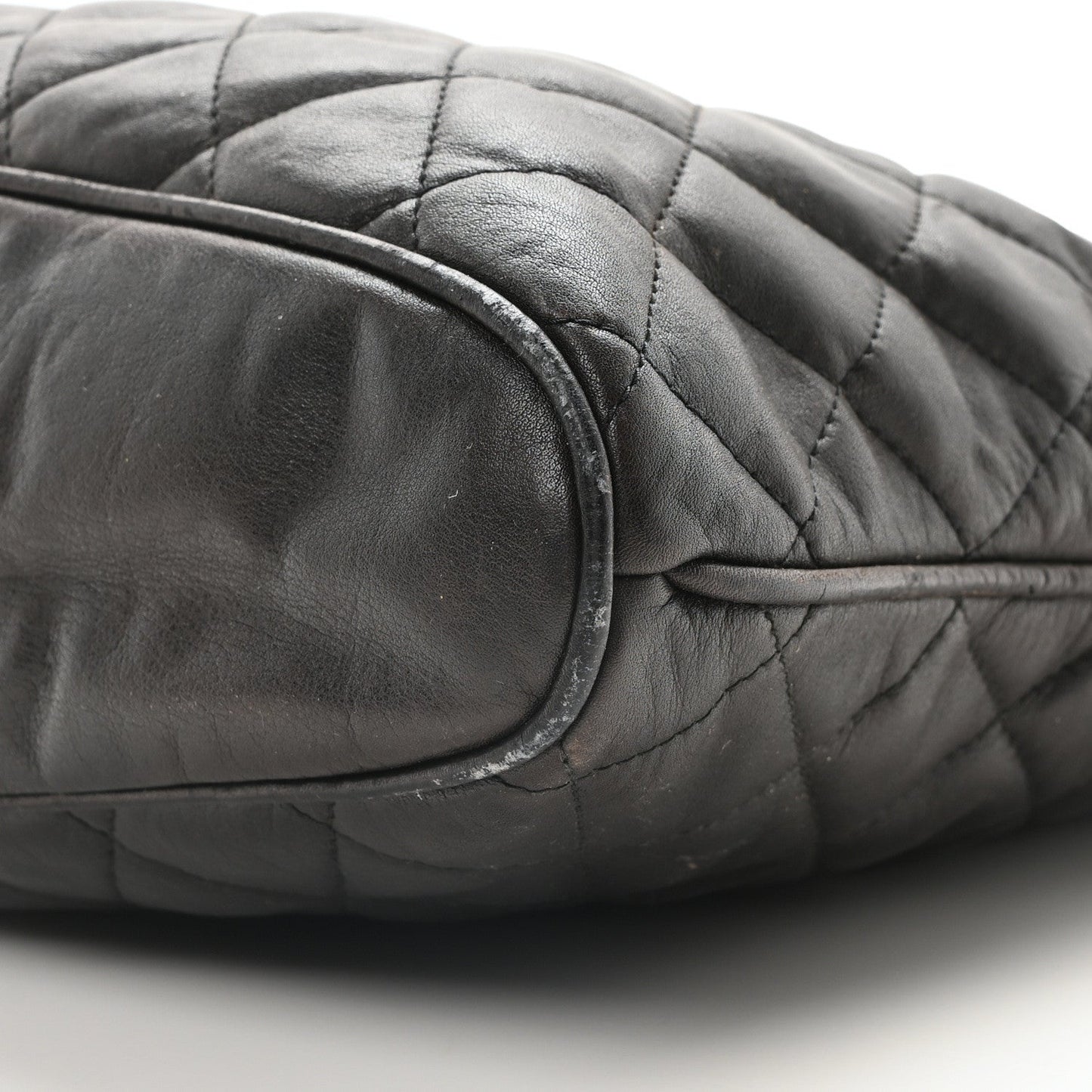 Calfskin Quilted CC Shopping Tote Black