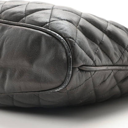Calfskin Quilted CC Shopping Tote Black