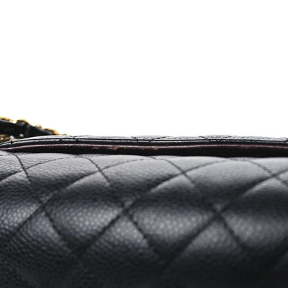 Caviar Quilted Medium Double Flap Black