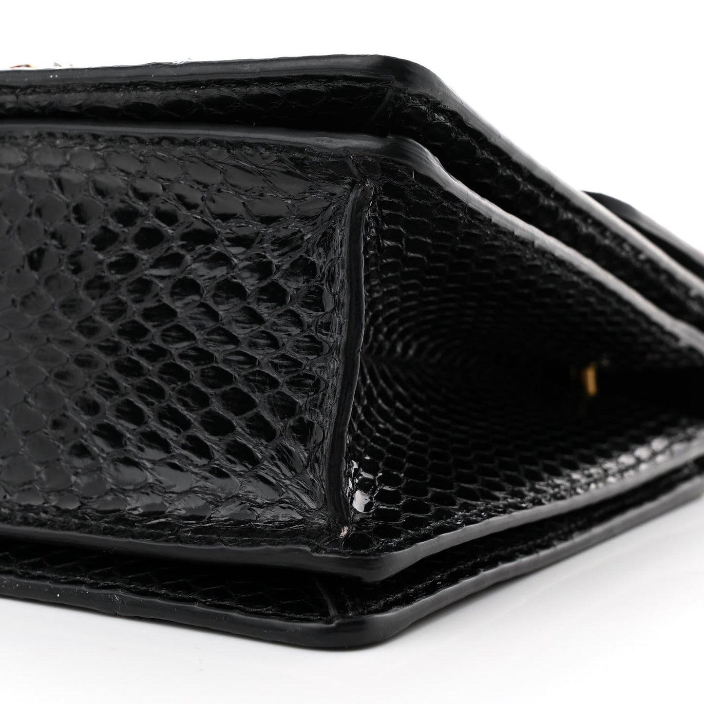 Snakeskin Sylvie Web Small Queen Margaret Top Handle Bag Black