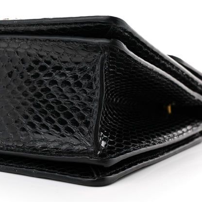Snakeskin Sylvie Web Small Queen Margaret Top Handle Bag Black