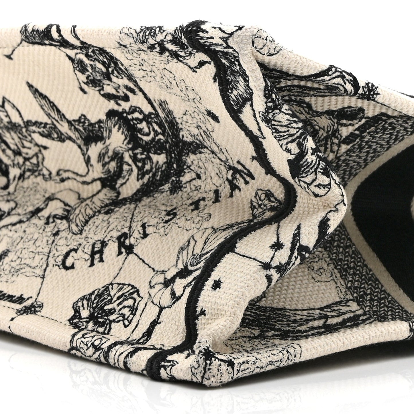 Canvas Zodiac Toile De Jouy Embroidered Medium Book Tote Latte