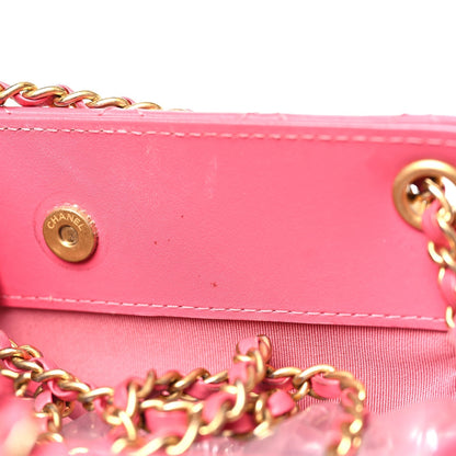 Calfskin Quilted Small CC Chain Accordion Tote Pink