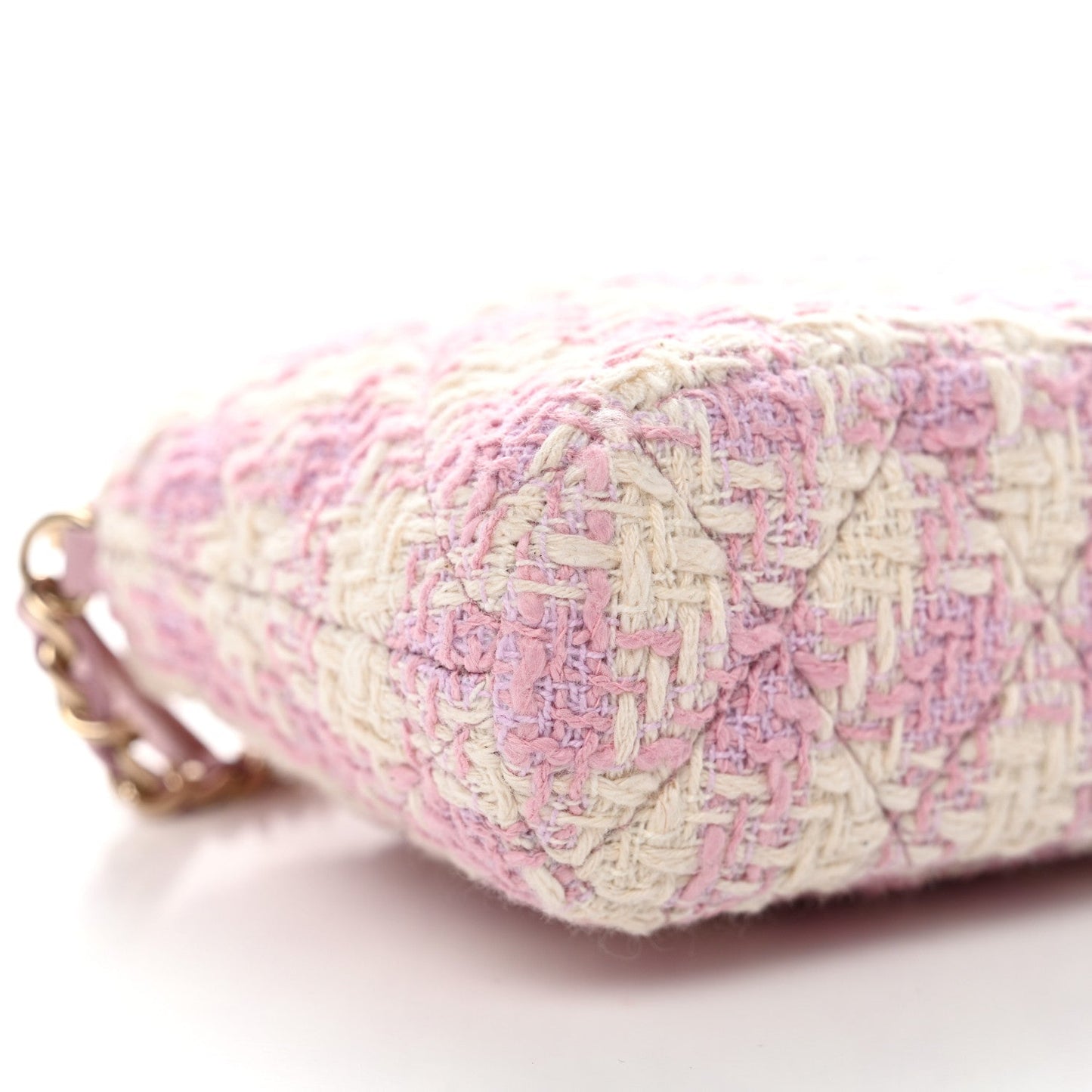 Tweed Quilted Mini Clutch With Chain Pink