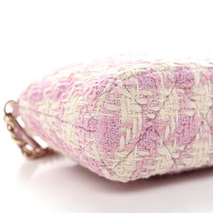 Tweed Quilted Mini Clutch With Chain Pink