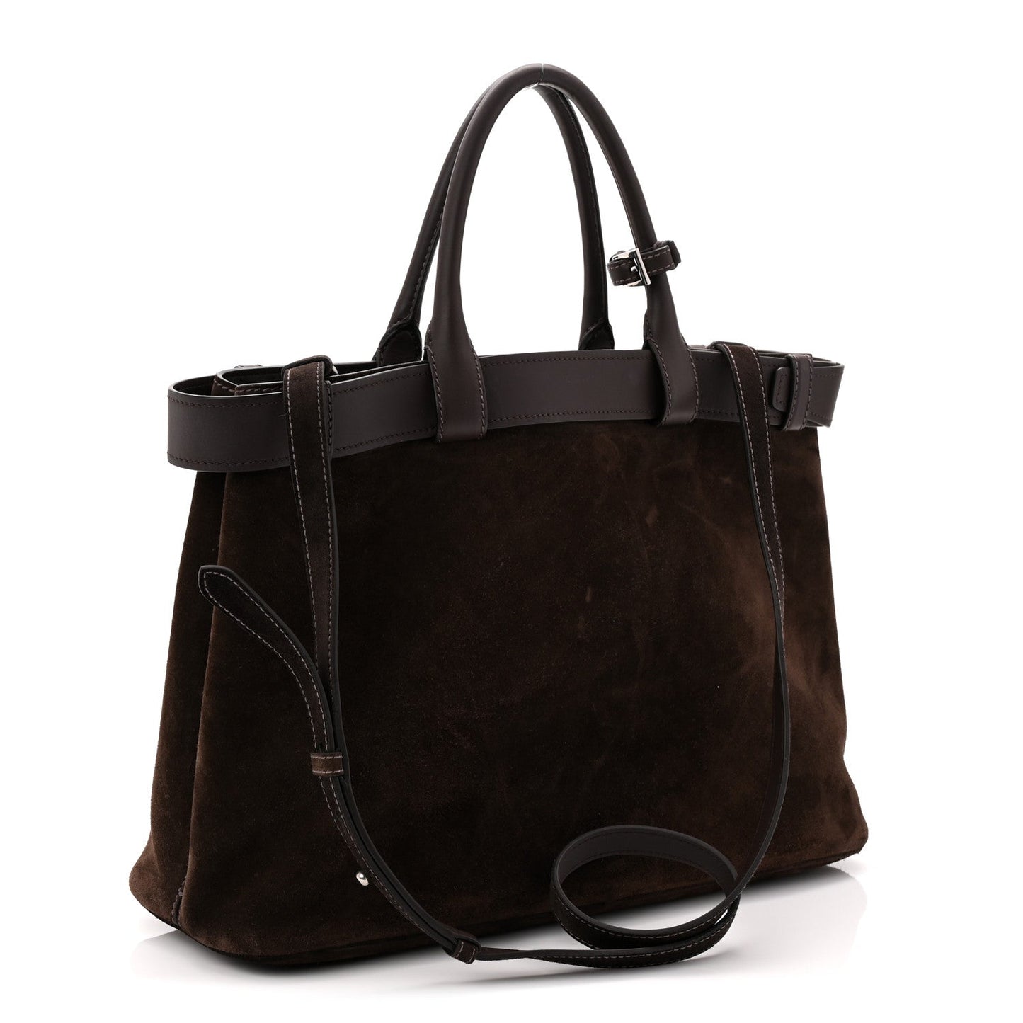 Scamosciato Large Buckle Bag With Belt Ebano