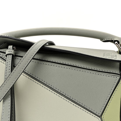 Calfskin Mini Puzzle Bag Ash Grey Light Celadon