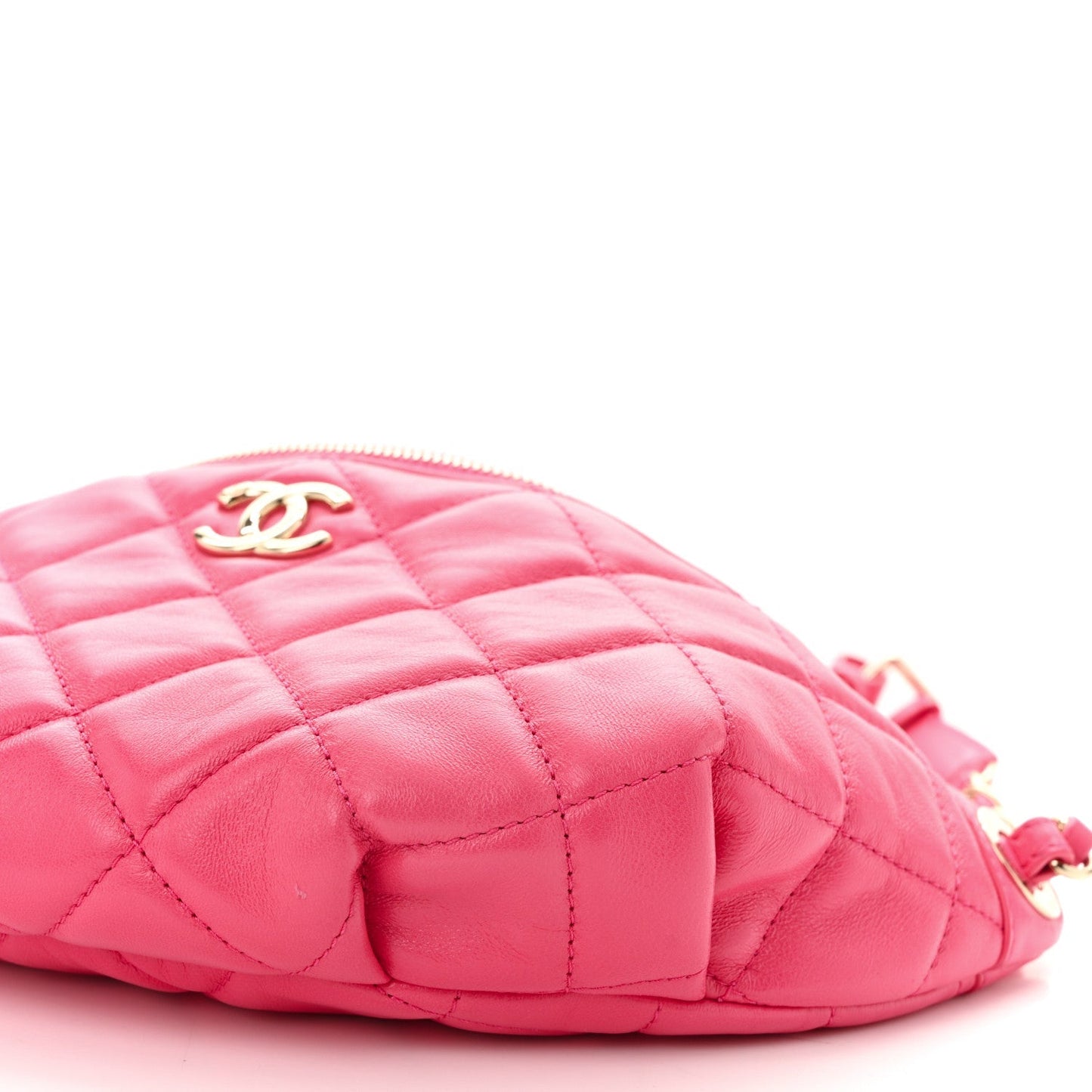 Lambskin Quilted Waist Bag Fanny Pack Pink