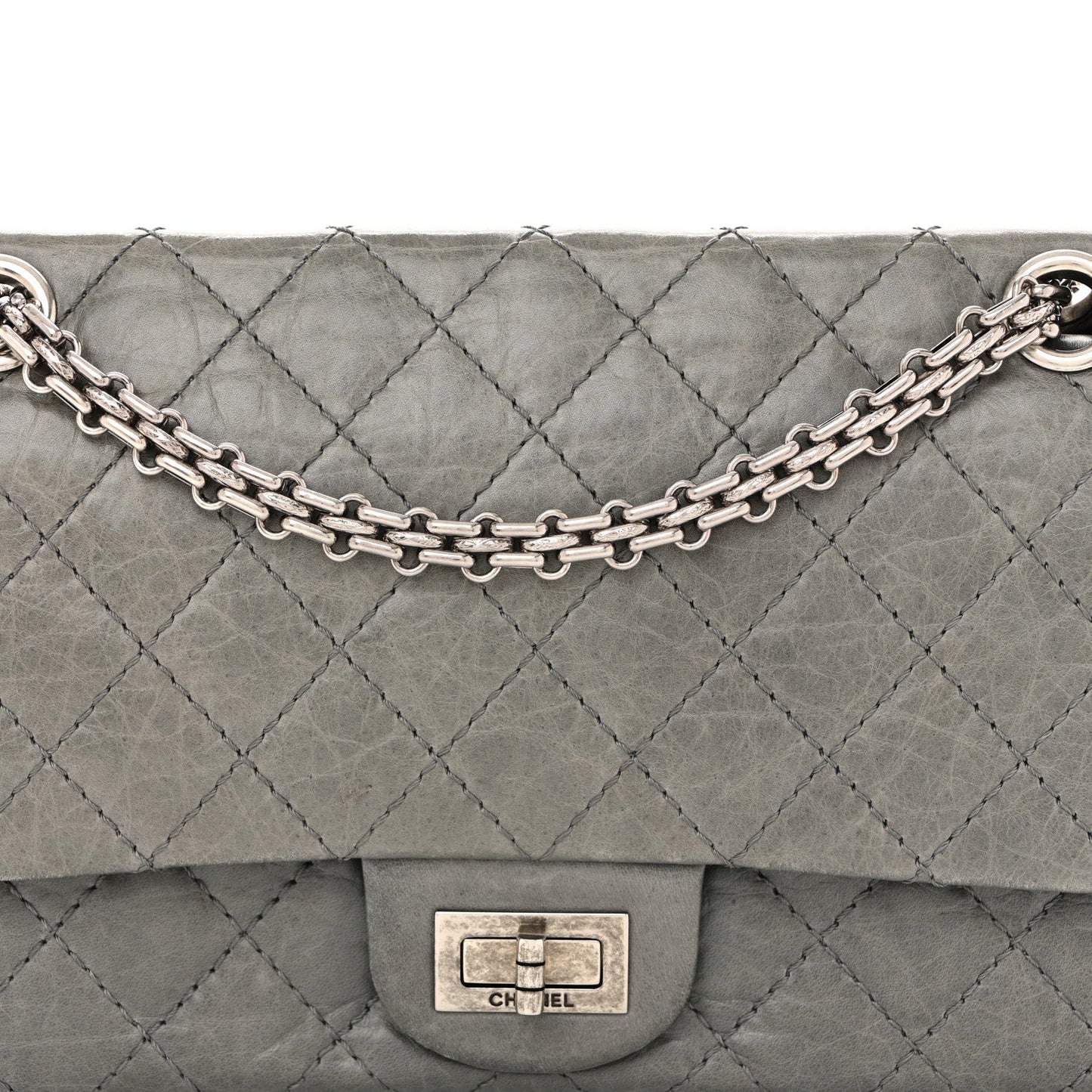 Aged Calfskin Quilted 50th Anniversary 2.55 Reissue Flap 225 Grey