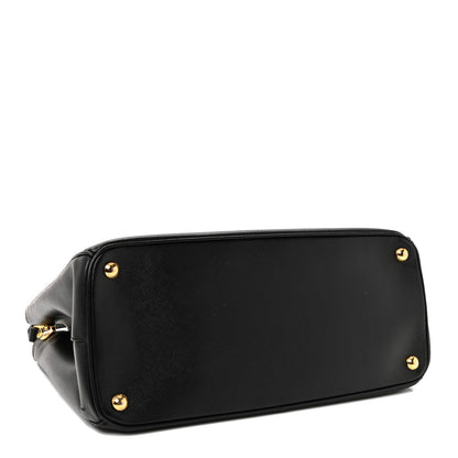 Saffiano Medium Galleria Double Zip Tote Black