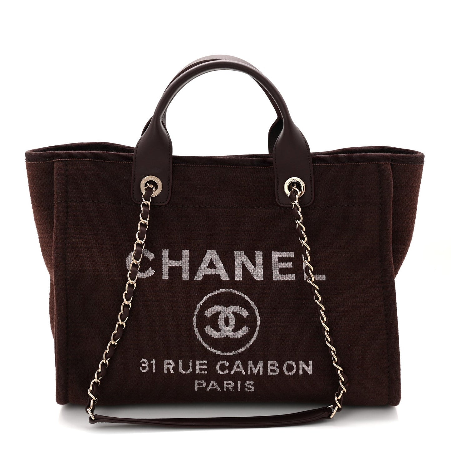 Mixed Fibers Calfskin Small Deauville Tote Burgundy