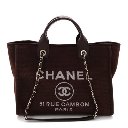 Mixed Fibers Calfskin Small Deauville Tote Burgundy