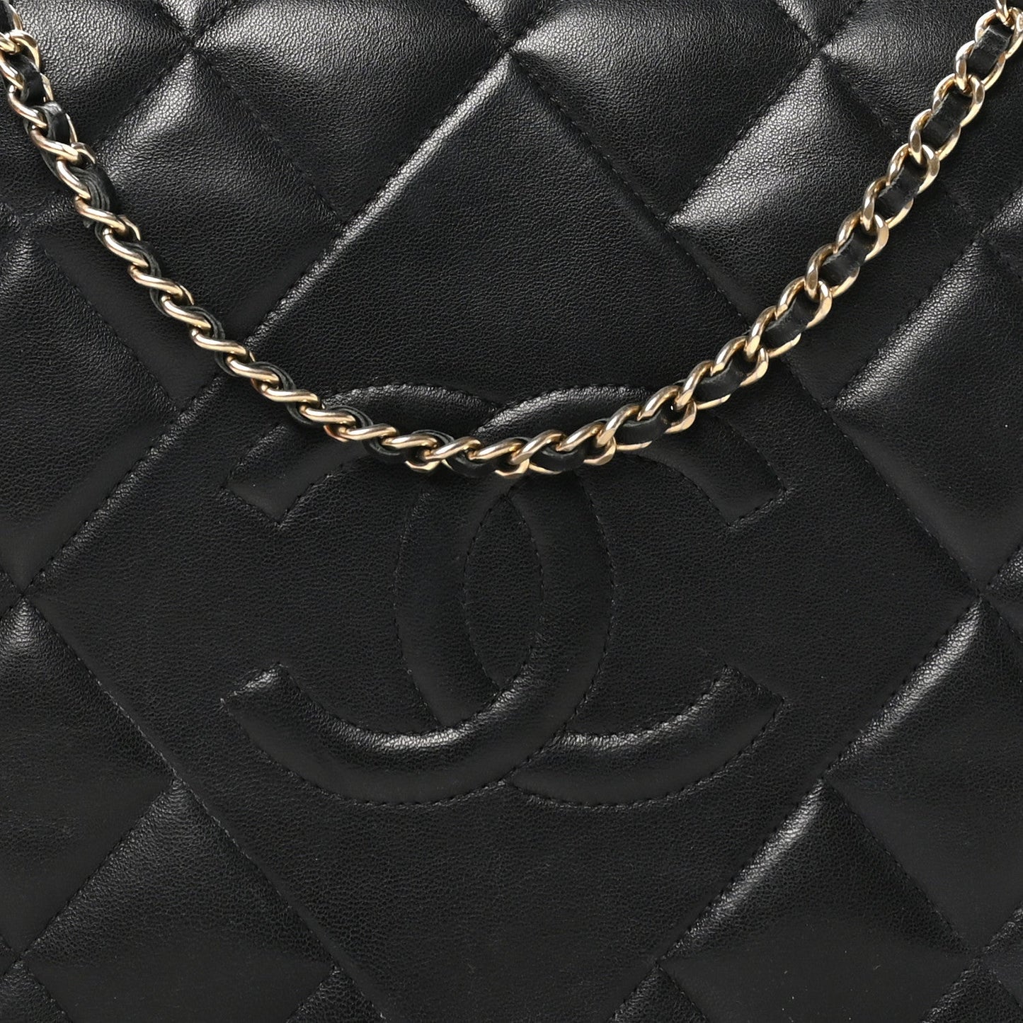 Lambskin Quilted Large Diamond CC Flap Black