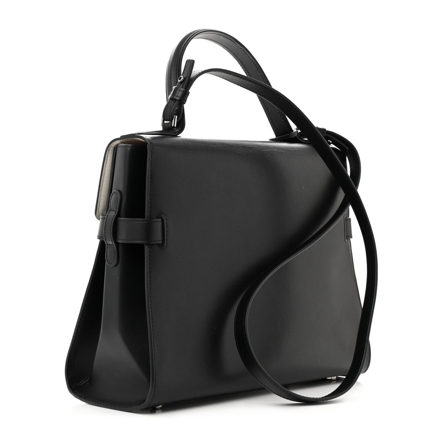 Calfskin Patent Calfskin GM Tempete Satchel Black White