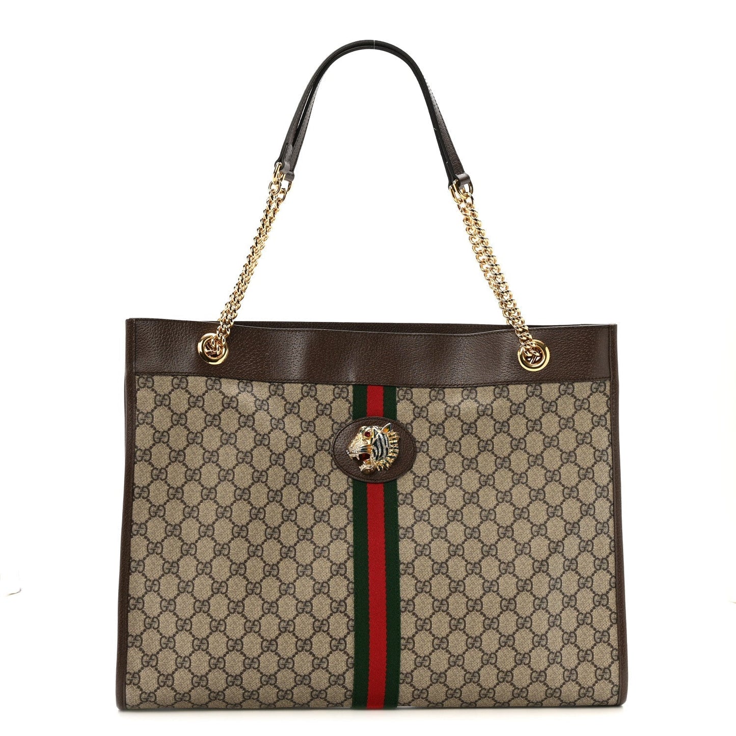 GG Supreme Monogram Large Rajah Chain Tote Beige New Acero