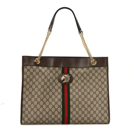 GG Supreme Monogram Large Rajah Chain Tote Beige New Acero