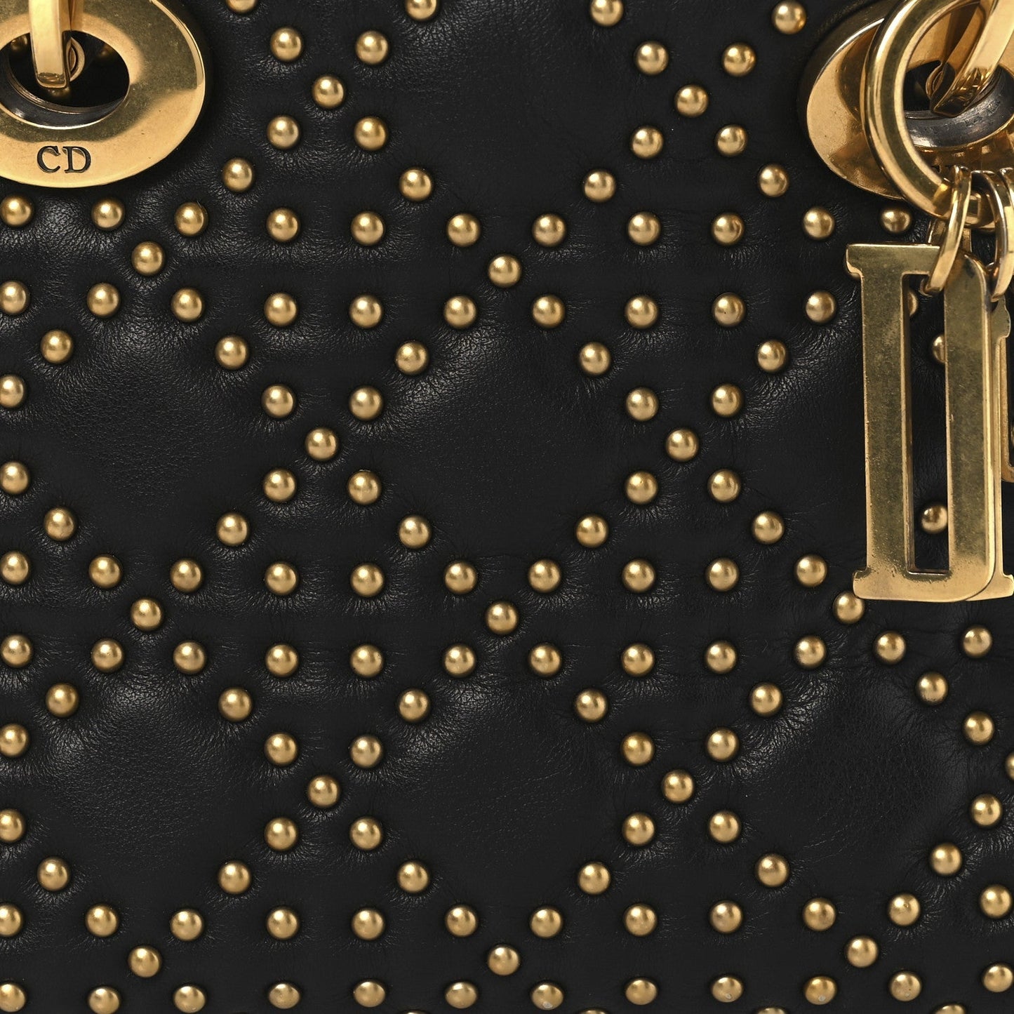 Lambskin Studded Mini Supple Lady Dior Black