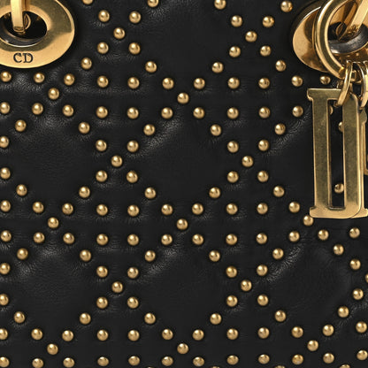 Lambskin Studded Mini Supple Lady Dior Black