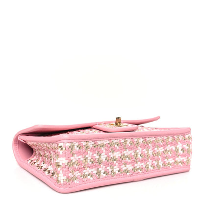 Metallic Lambskin Viscose Woven Flap Pink Gold