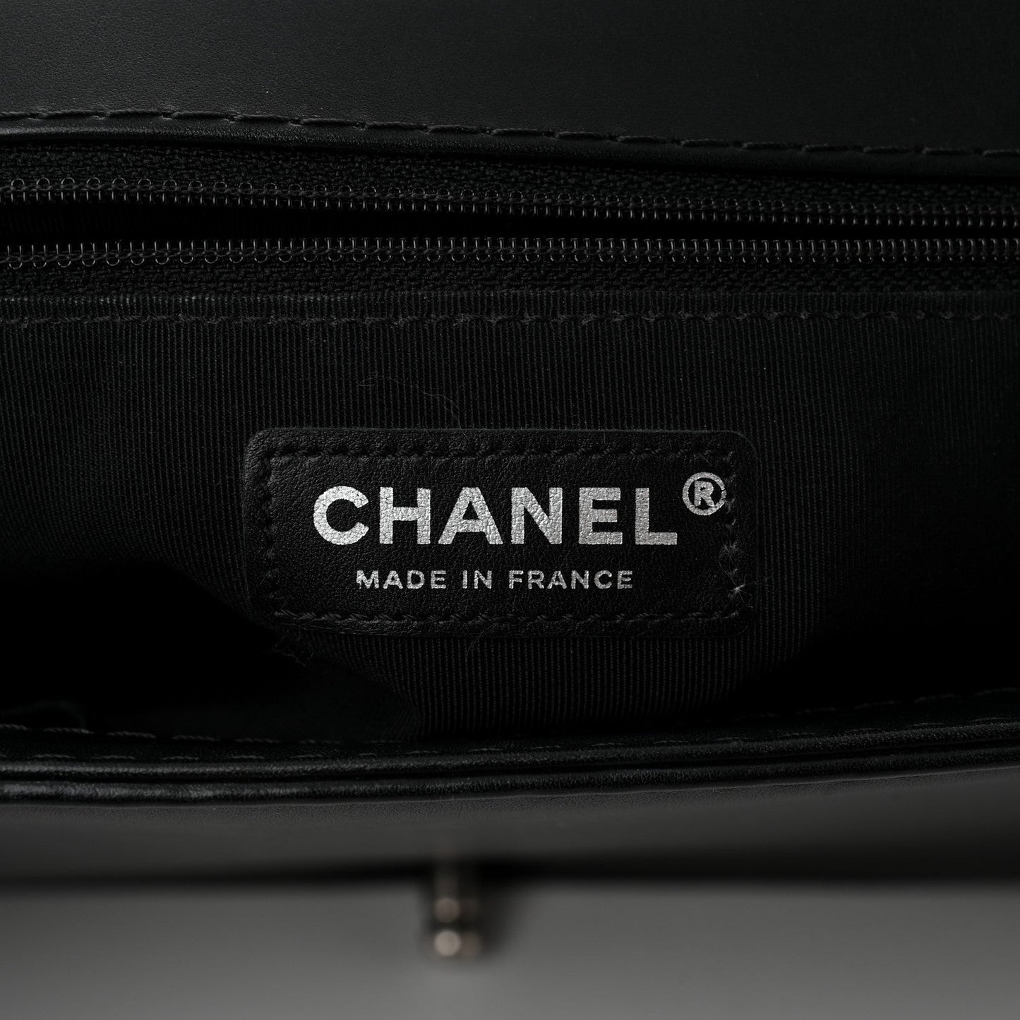Calfskin Double Stitch Large Boy Flap Black