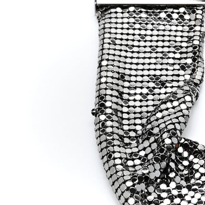 Lambskin Quilted Chain Mail Shoulder Bag Black