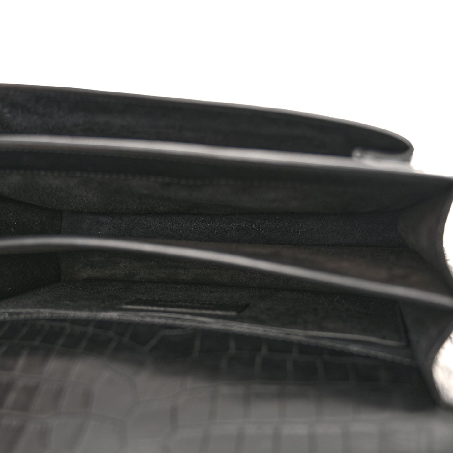Calfskin Crocodile Embossed Medium Monogram Sunset Black