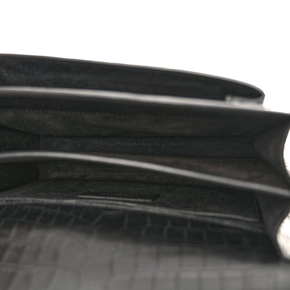 Calfskin Crocodile Embossed Medium Monogram Sunset Black