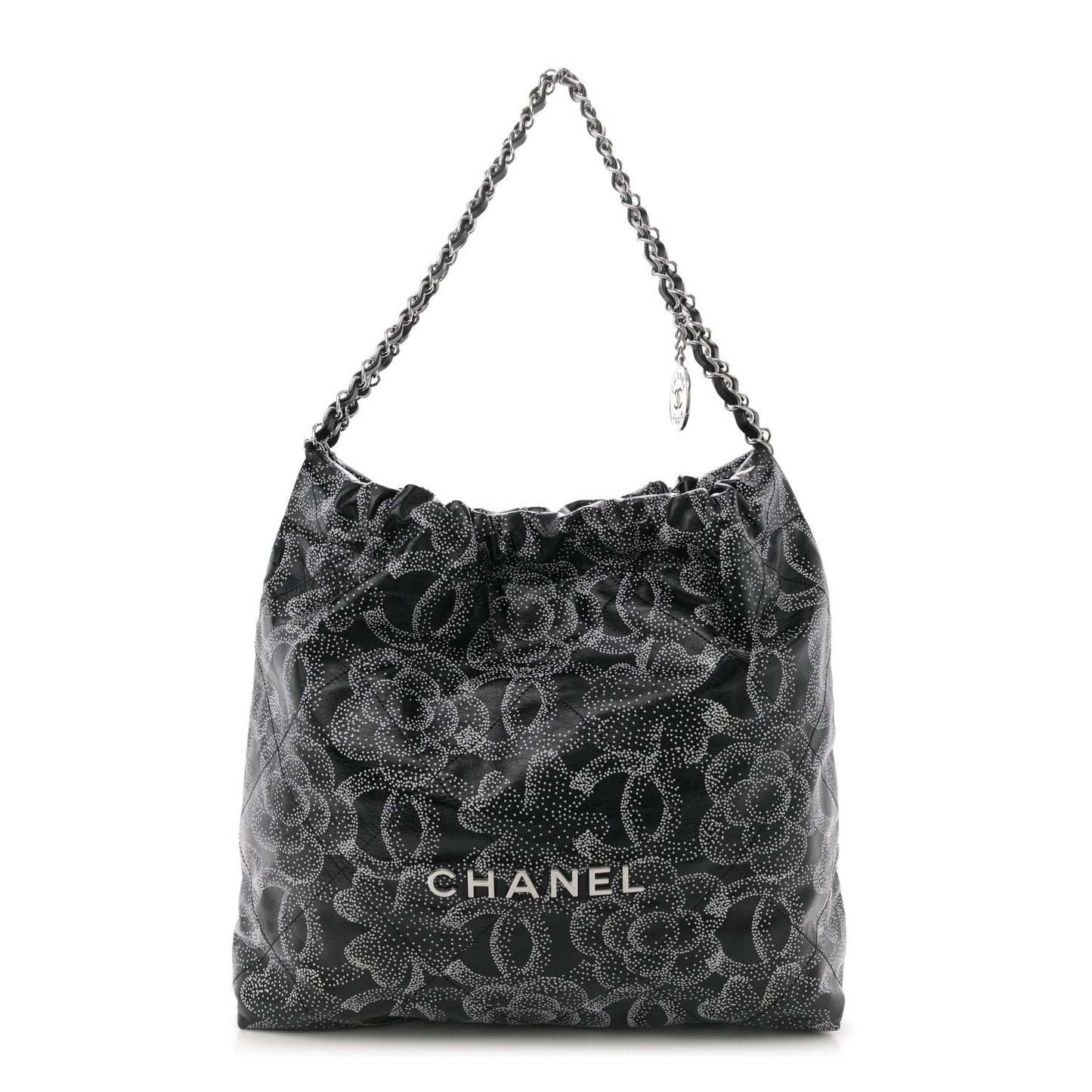 Printed Calfskin Quilted Chanel 22 Black