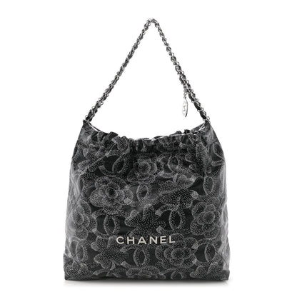 Printed Calfskin Quilted Chanel 22 Black